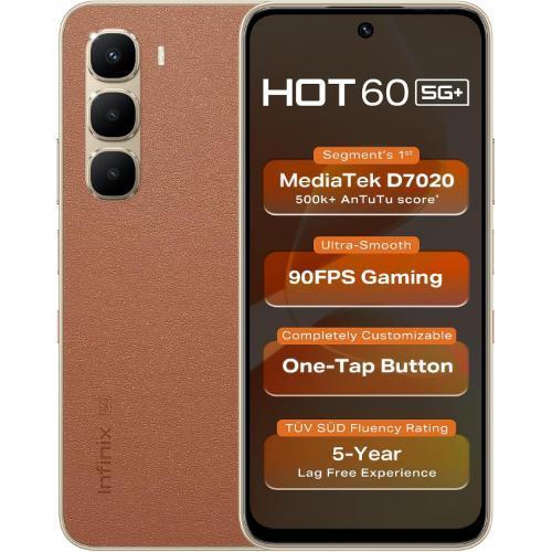 Hot 60 Dual SIM, 128GB, 6+6 GB RAM, 5G+ - Caramel Glow