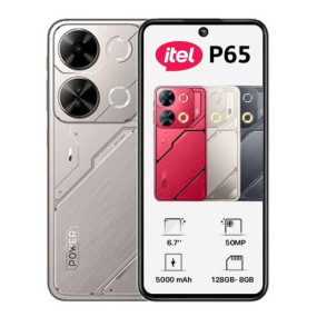 موبايل P65 شريحتين ، 8+8 جيجا، 128 جيجا، 4G تيتانيوم سيبر